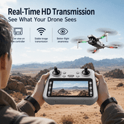 BEEPRINCESS M6 Foldable Drone with 1080p HD Camera, Brushless Motor, Obstacle Avoidance, 4.5 in Screen Controller, 2 Batteries
