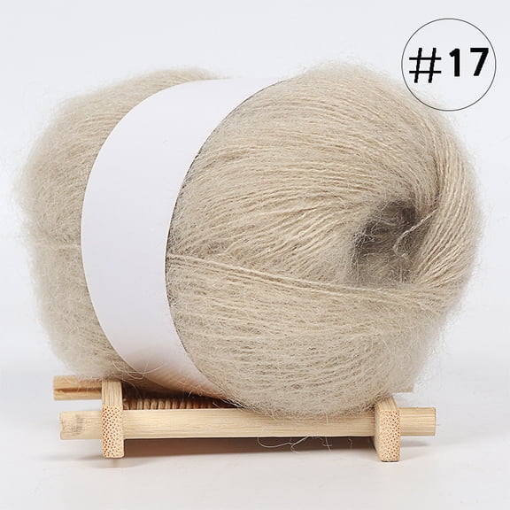 ERDOUY 1 Roll 50g Ultra Soft Fuzzy Fluffy Fine Thin Mohair Yarn, Premium Crocheting & Knitting Yarn for Sweater, Scarf, Hat, Blanket, Rug & Crafts, Beige