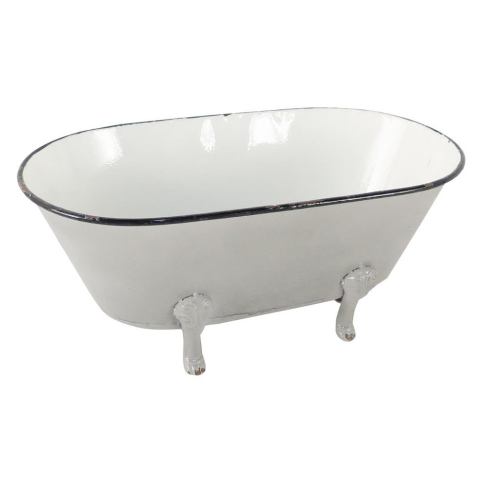 Foreside Home & Garden Black Rim White Enamel Decorative Bathtub