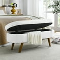 thumbnail image 2 of Bellemave Modern Storage Ottoman for Living Room, Linen Upholstered Bench with Solid Rubber Legs, Entryway Bench/Storage Bench for Bedroom(White), 2 of 11