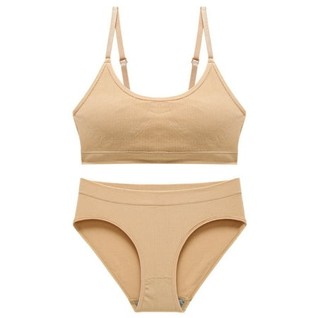 

Seamless Tanks Tops Bras Set Female Underwear Wireless Bra Crop Top Women High Waist Underpants Soft Bralette Lingerie