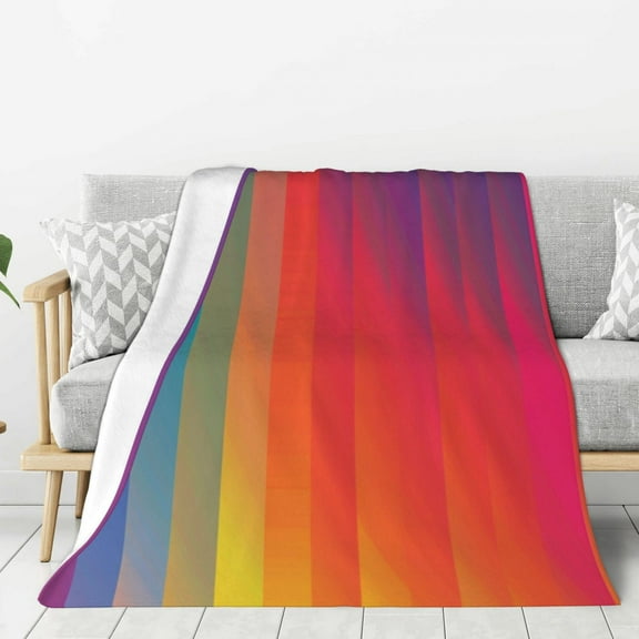 Colorful Strips Minimalist (6) Throw Blanket for Stylish Warm Winter Cabin Ultra-Soft Micro Fleece Blanket, Premium Microfiber, Silky Soft, Plush, Warm and Lightweight for Couch, Sofa, Bed - 40"X30"