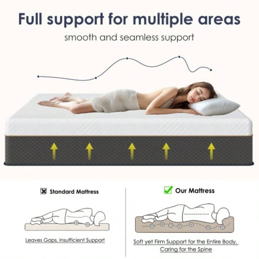 10 Inch King Size Hybrid Mattress in a Box, Pocket Spring, Medium Firm, Supportive for Restful Sleep