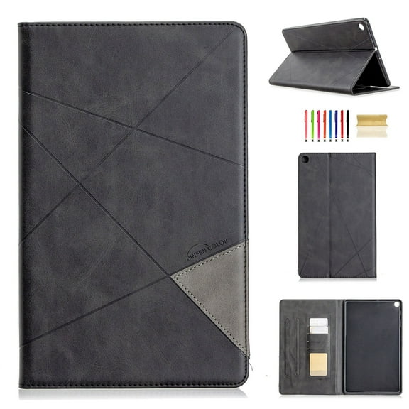 Dteck Case for Samsung Galaxy Tab A 10.1" SM-T510 (2019 Released), Luxury Leather Rhombus Patterned Wallet Card Holder Cover Folio Protective Kickstand Cover,Black