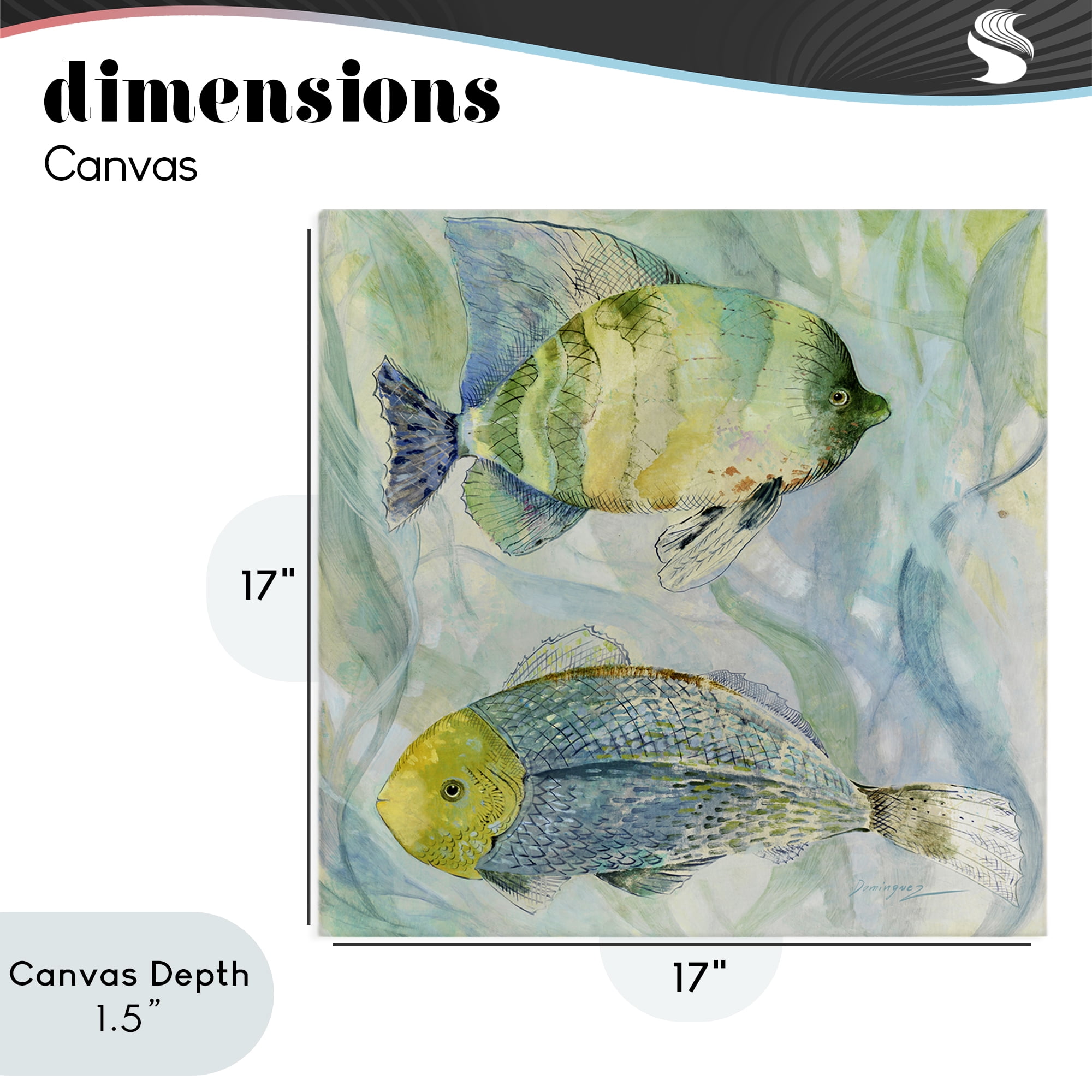 Stupell Industries Sweet Fish Duo Blue Green Canvas Wall Art, design by Lorenzo Collective