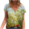thumbnail image 2 of Pntutb Moda Mujer tops Verano Cuello en V Estampado Manga Corta Camiseta Casual Blusa Suelta Pntutb Pntutb-3326, 2 of 4