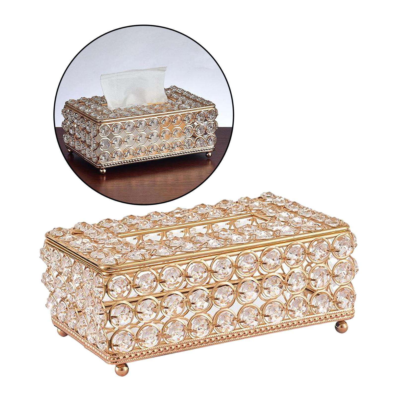 Tissue Box Napkin Holder for Living Room Hotel Bedroom Office Bar Golden 