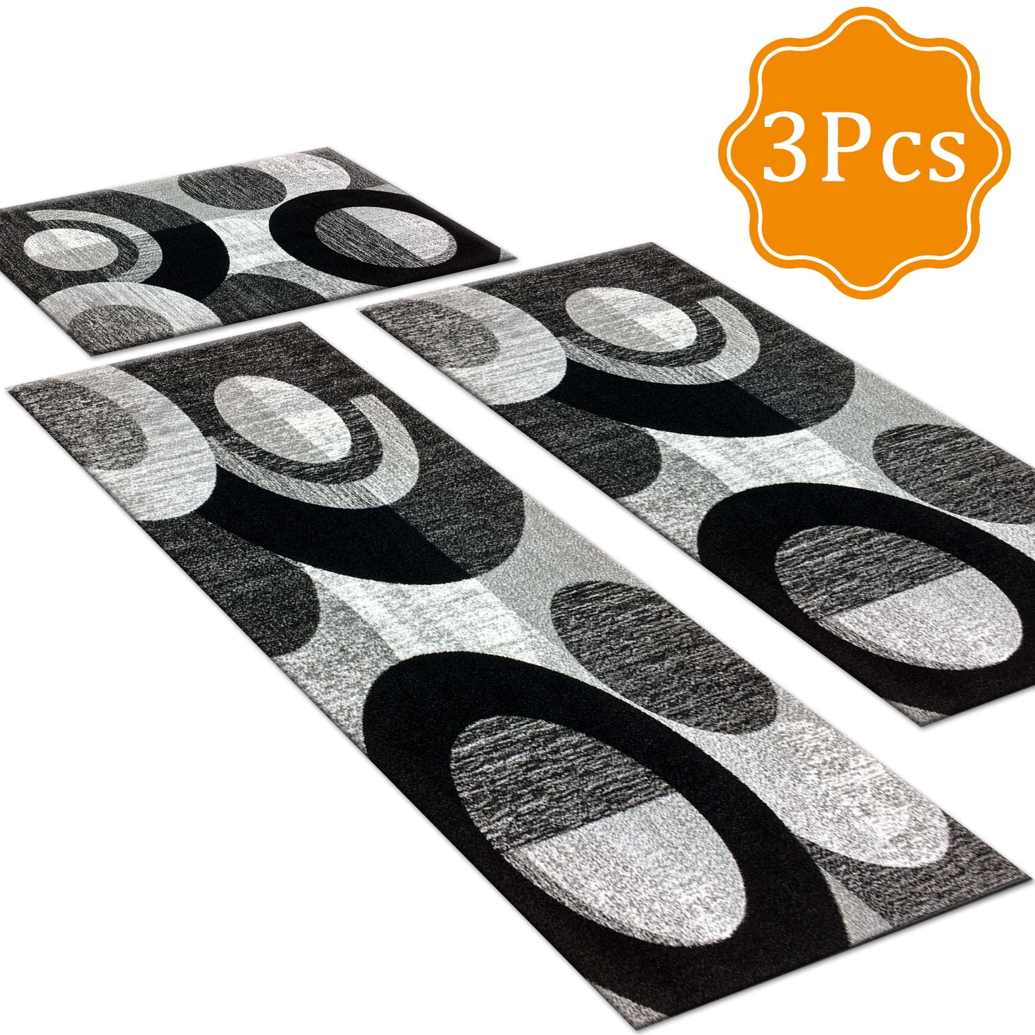Three-Piece Kitchen Rug Set, Abstract Pattern Kitchen Hallway Rug, Soft And Comfortable, Suitable for Sinks, Floors, Entrances, Hallways, Bathrooms