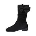 thumbnail image 2 of Bnwani Women Boots Winter Fashion Toe Low-Heel High Mid-Calf Knee-High Casual Solid Boot Black Size 5.5, 2 of 6