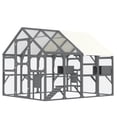 thumbnail image 4 of YIORTWO Large Cat House Outdoor Catio Enclosures, 110" Wooden Cat Catio Outdoor Kitty House with Bridges, Platforms, Small Houses & Waterproof Cover, Grey, 4 of 11