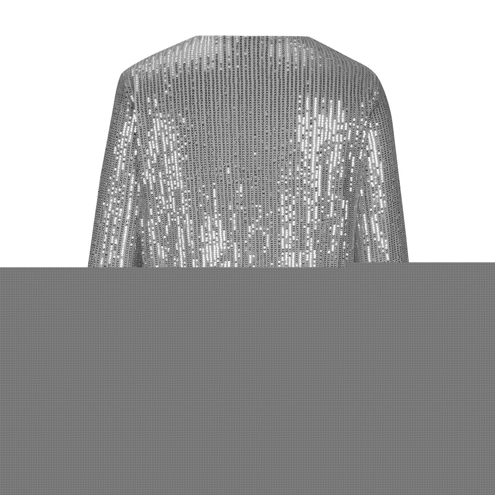 thumbnail image 7 of HomeDM Sequin Jacket for Women, Long Sleeve Front Zip Up Sparkle Casual Loose Fit Jacket Outerwear, Gray, 7 of 7