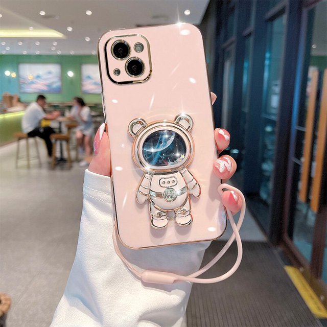 Funda de astronauta de arena movediza para iPhone 13 ProMax, funda para iPhone 14, 12 Pro, 12mini, 11, 6, 6S, 7, 8 Plus, funda trasera con soporte Fivean unisex