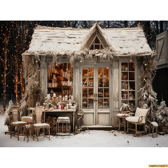 Christmas Tree With Gift Boxes Photography Backdrops Winter Snow rations Wood Door Fireplace Room Background Props WR-16