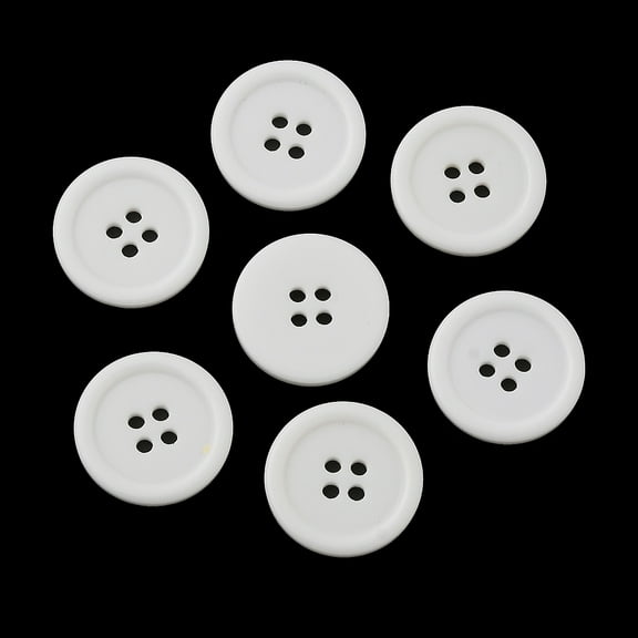 1Bag Resin Buttons Dyed Flat Round White 22x3mm Hole: 2mm 195pcs/bag