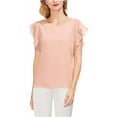 thumbnail image 2 of Vince Camuto Womens Sparkle Ruffled Blouse, Pink, X-Small, 2 of 2