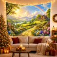 thumbnail image 3 of Cottage on Stone Path with Rainbow and Lake, Whimsical Fantasy for Fantasy Decor Lovers, Nature Wall Art, Birthday Gift, Tapestry Wall Hanging for Living Room and Bedroom, 3 of 7