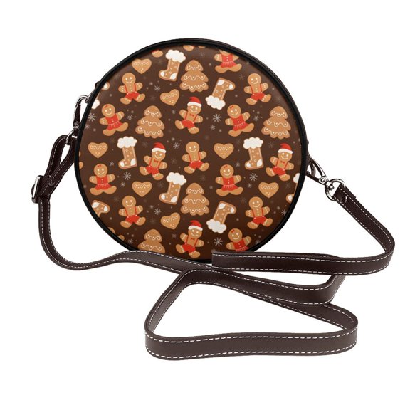 Lsque Christmas Gingerbread Cookies Pattern Shoulder Bag – Microfiber Leather Crossbody with Detachable Strap & Handle Ring, Waterproof & Durable, Elegant Everyday Carry