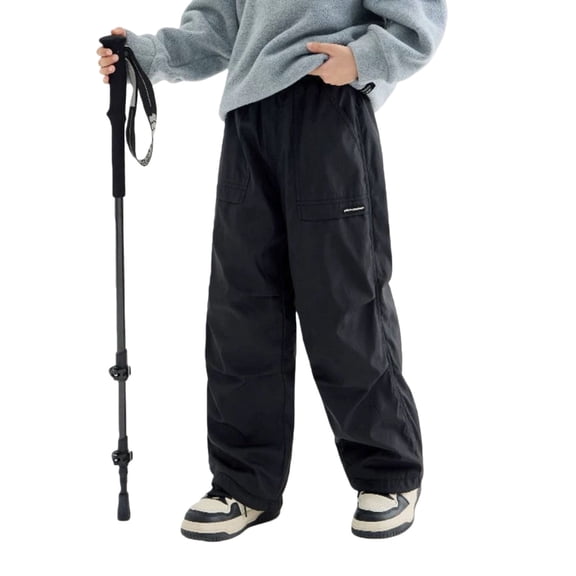 CPNG Teenagers Kids Boy's Autumn and Winter Hiking Pants Youth Fleece Lined Thickened Warm Windproof and Waterproof Trousers(Black,7-8 Years)