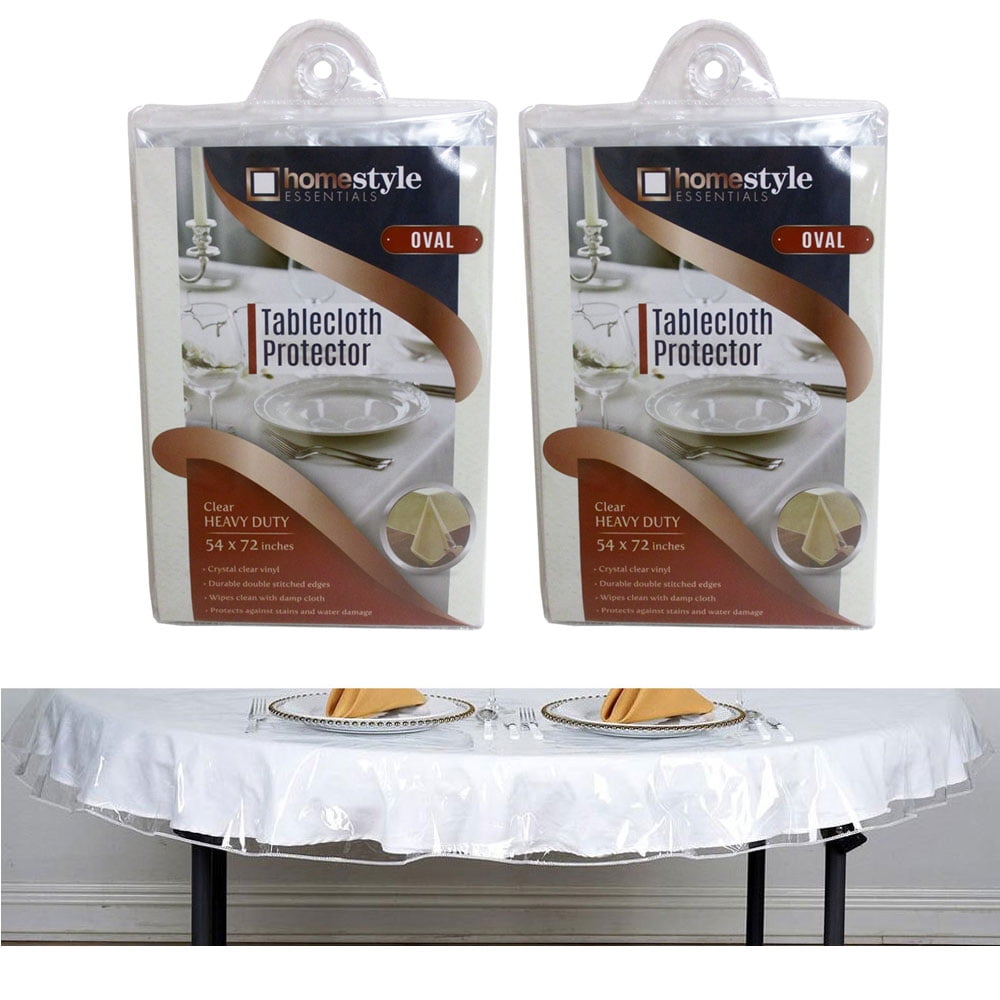 2 Crystal Clear Vinyl Tablecloth Protector Heavy Oval Plastic Table