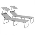 thumbnail image 1 of CoSoTower 2 Pcs Chaise Longue d'Extérieur, Chaise Longue Pliante Réglable avec Pare-Soleil pour Plage, Camping, Randonnée, Gris Pâle, 1 of 7