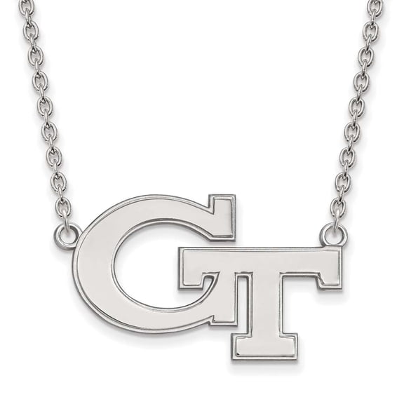 Sterling Silver Georgia Tech Large Pendant Necklace