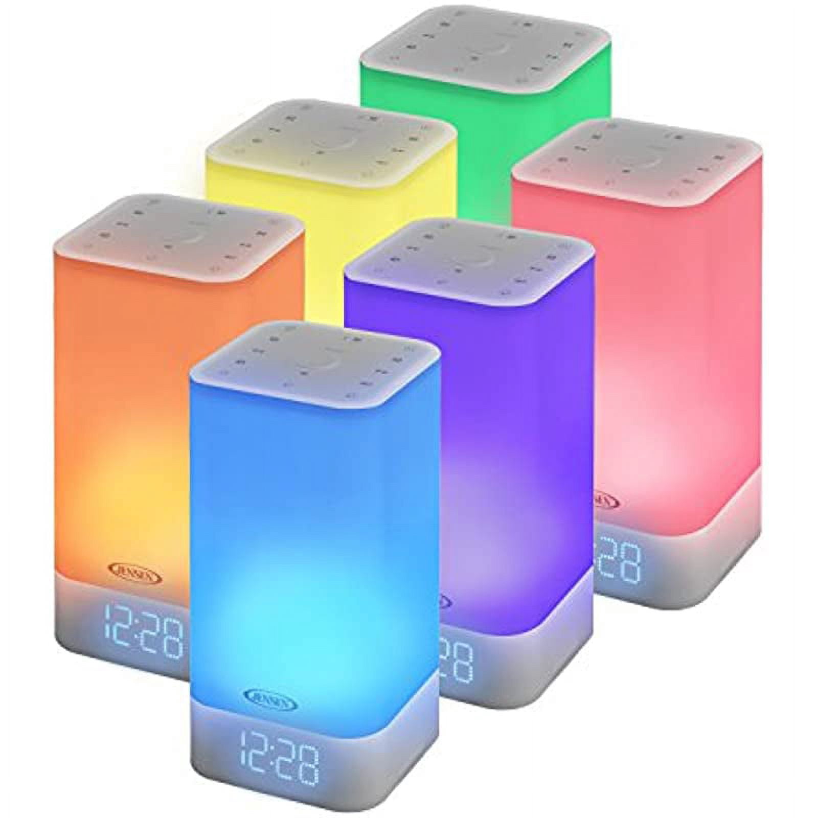 JENSEN JCR-370 Color Changing Mood Lamp Digital Dual Alarm Clock Radio, White