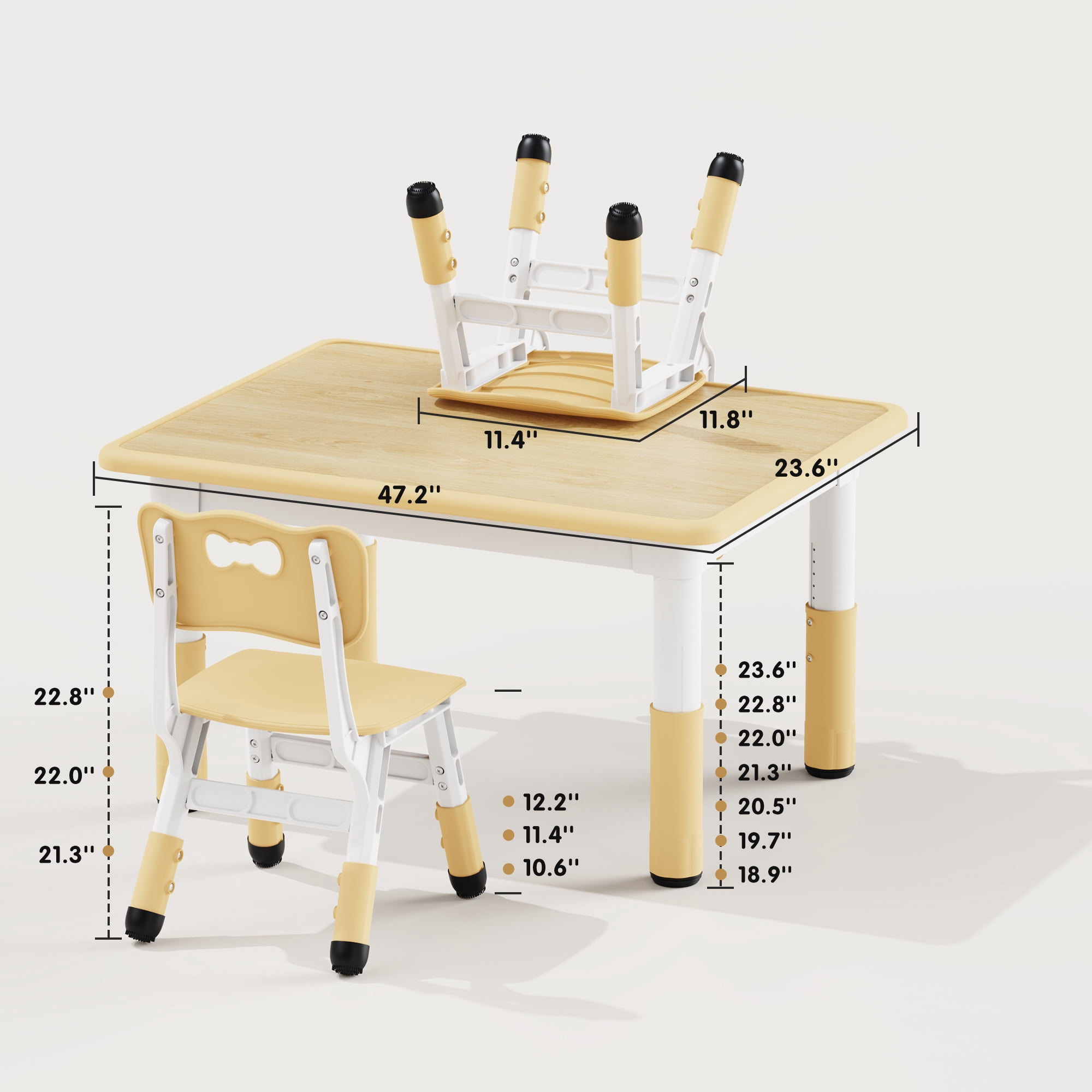 Kids Table and 2 Chairs Set, Height Adjustable Toddler Table and Chair Set, Graffiti Desktop, Classroom/Daycare/Home, Children Multi-Activity Table for Ages 2-8