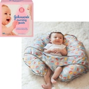 Leachco Cuddle-U Nursing Pillow and More with Slipcover, Pop Tops + Bonus Johnson’s Nursing Pads, 60-Count