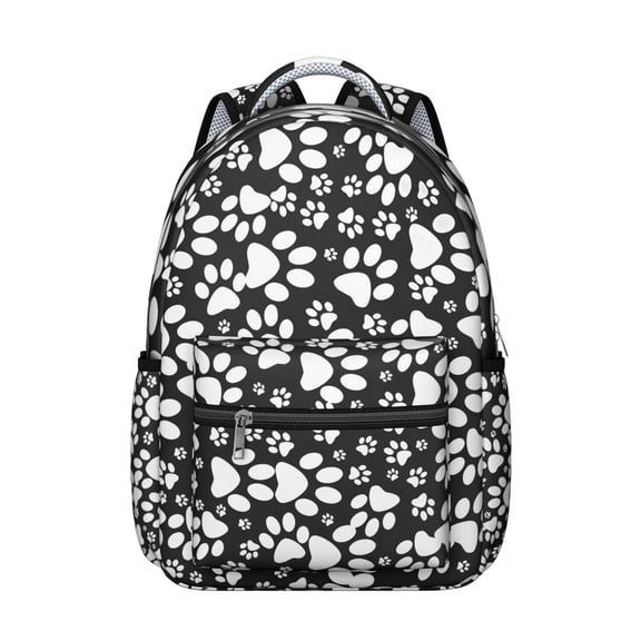 Cute Dog Print School Backpack - Padded Laptop Sleeve, Side Elastic Net, Durable for Heavy Books & Daily Wear & Tear