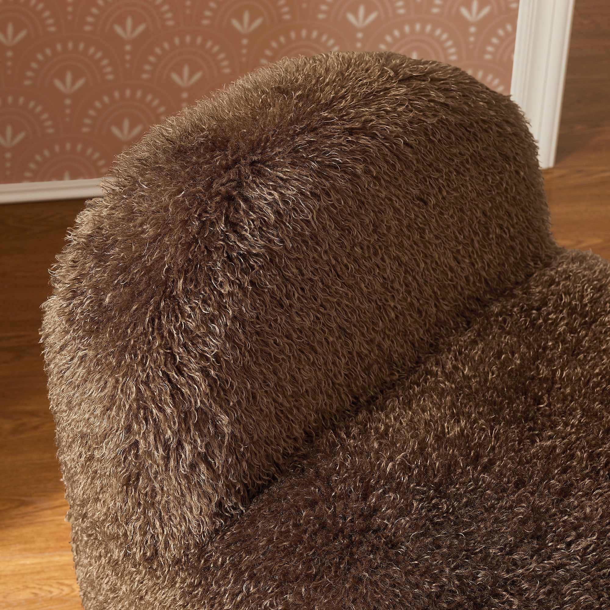 Mina Faux Fur Accent Chair in Brown