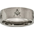 thumbnail image 1 of Titanium Brushed Masonic Laser Design 8mm Flat Band (Size 9.5) Made In China tb33m-9.5, 1 of 5