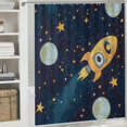 thumbnail image 6 of Patifu Rocket Stars Moon Bathroom Shower Curtain Set Polyester Fiber Home Bathtubs Decoration with Hooks 69"x72, 6 of 7