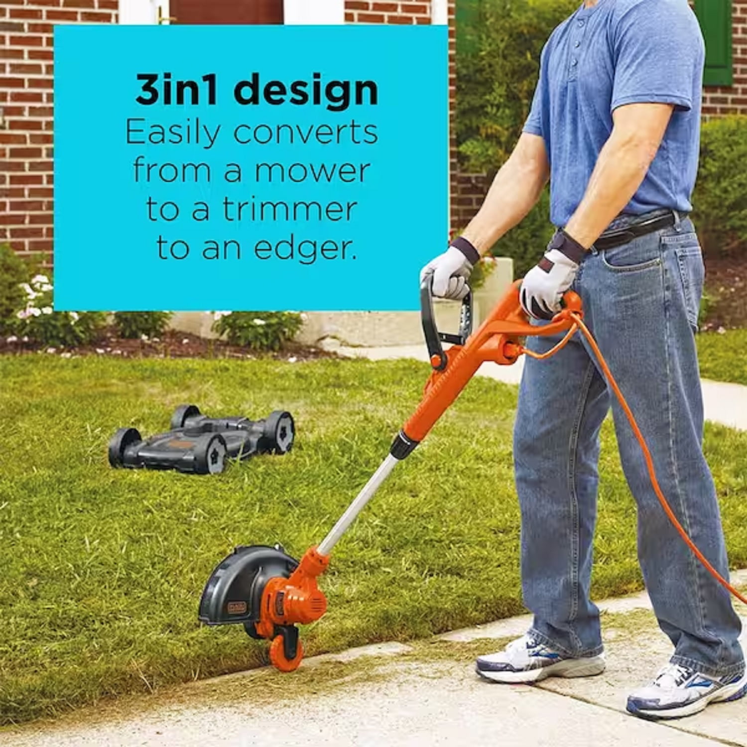 Black & Decker Electric Lawn Mower, String Trimmer, Edger, 3-in-1, Corded
