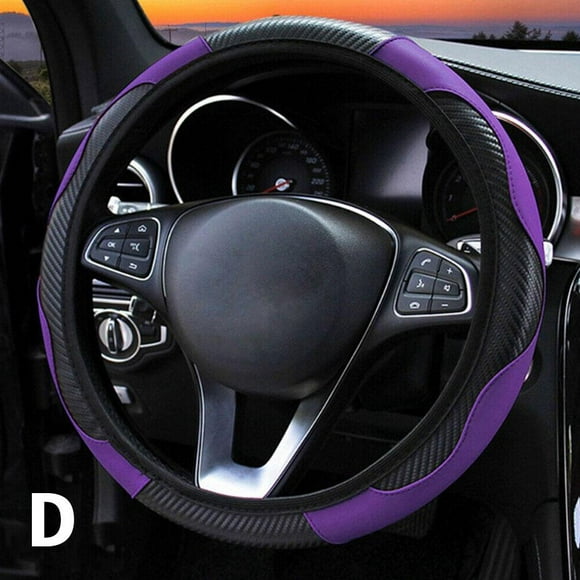 Purple Leather Car SteeRings Wheel Cover Anti-slip Accessories 38CM/15inch\ Y8H N7F5