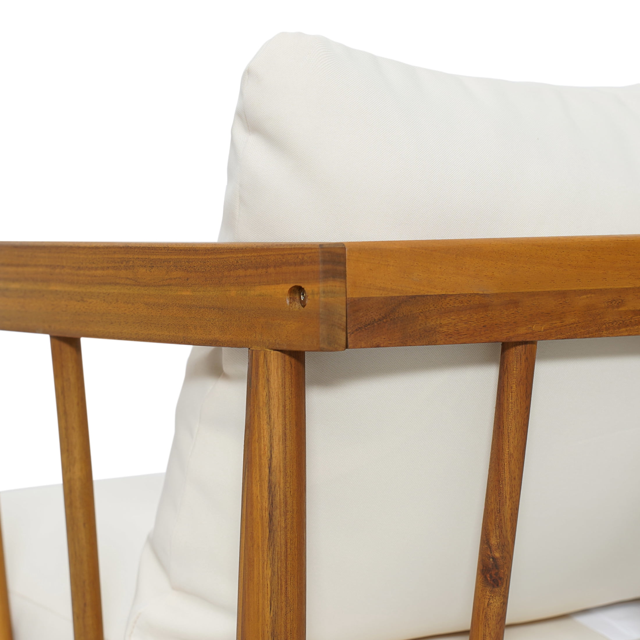 Christopher Knight Home Mid-Century Outdoor Acacia Wood Club Chair with Water Repellent Cushions, Teak+Cream