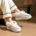 thumbnail image 3 of Pmoiste Fuzzy Slippers for Women Fluffy Furry Collar Cozy Memory Foam Non Slip Warm Winter House Slipper, 3 of 7