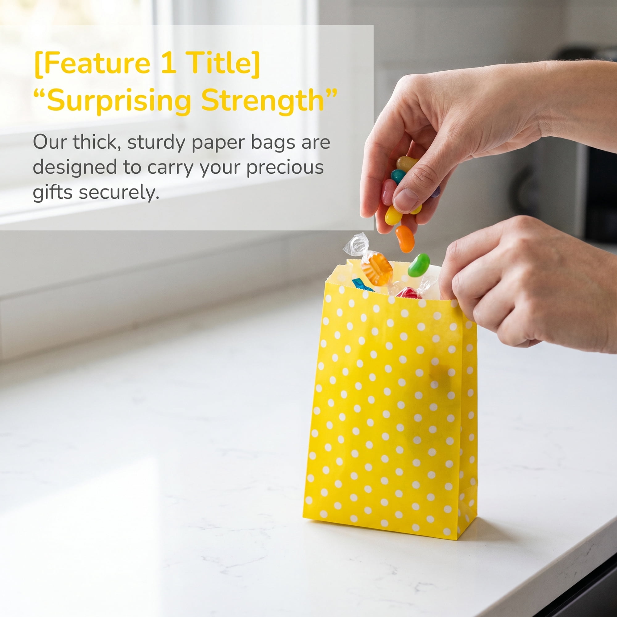 Unique Bargains 6Pcs Elegant Mini Gift Bags for Everyday Use Yellow 3.1" x 5.1"