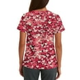 thumbnail image 3 of Valentines Scrubs Tops Women Plus Size Casual V Neck Cute Love Heart Printed Scrubs Hoilday Short Sleeve Scrub Shirts Nursing Uniform Medical Nurse Workwear with Pockets Hot Pink 2XL, 3 of 5