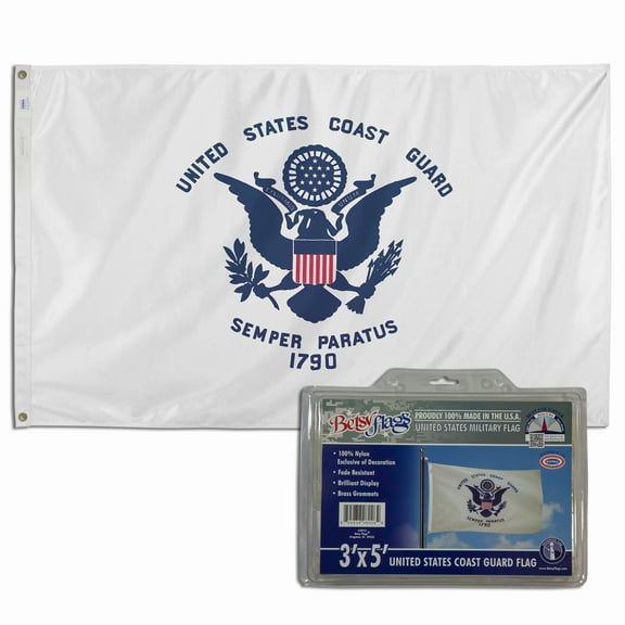 3x5ft Printed Nylon Betsy Flags U.S. Coast Guard Military Flag, Grommeted