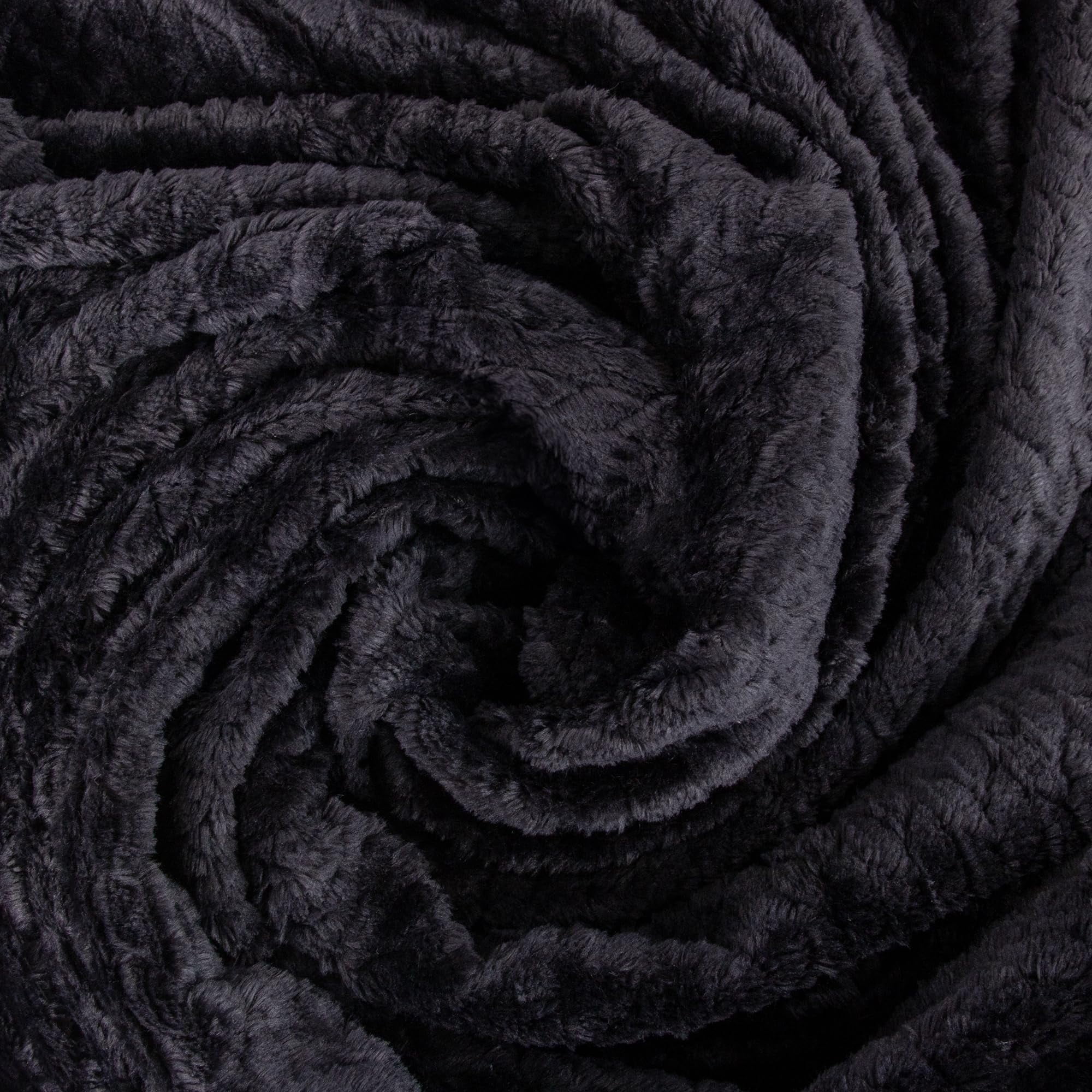24 Pack of Bulk Wholesale 60”L x 50”W Chenille 250 GSM Throw Blankets for Fall, Winter, Spring, Summer, Beds, Couches, Loveseats and Pets in Black