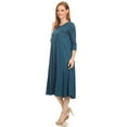 thumbnail image 2 of Women's Relaxed Fit 3/4 Sleeve Round Neck Jersey Knit A-Line Solid Maxi Dress, 2 of 4