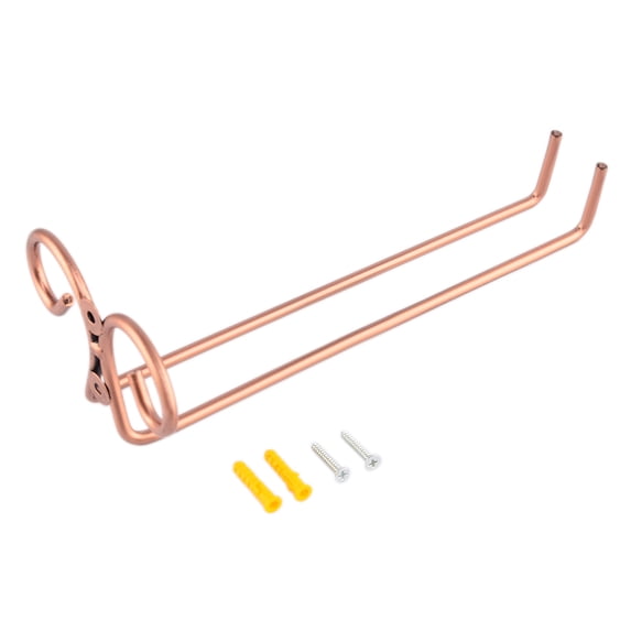 Single Row Iron Side Stand Wine Glass Hanger Rack Cup Glass Holder Shelf - Bronze