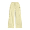 thumbnail image 5 of BAVIRRA Junior Women's Multi Pocket Wide Leg Cargo Sweatpants, Drawstring Waist Heather Knit Casual Pants, 5 of 5