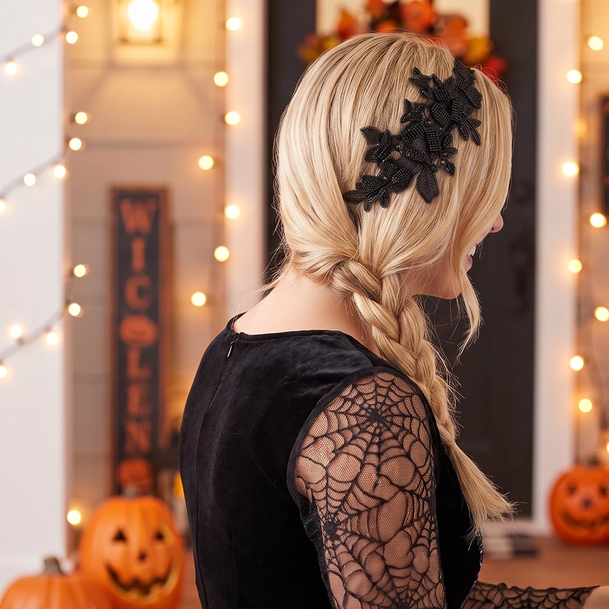 Lace Hairpiece Costume Accessory for Adults, Black, Halloween by Way To Celebrate