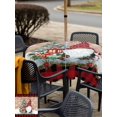 thumbnail image 4 of Outdoor Tablecloth with Umbrella Hole and Zipper, Red Plaid Christmas Square Table Cloth 60x60 Inch Waterproof Tablecloth, Gnomes Snowflake Xmas Tree Gifts Picnic Table Cover for Patio Camping, 4 of 7