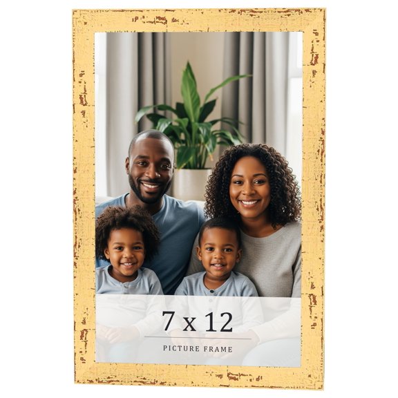 7x12 Frame Yellow Real Wood Picture Frame Width 1.25 inches | Interior Frame Depth 0.5 inches |