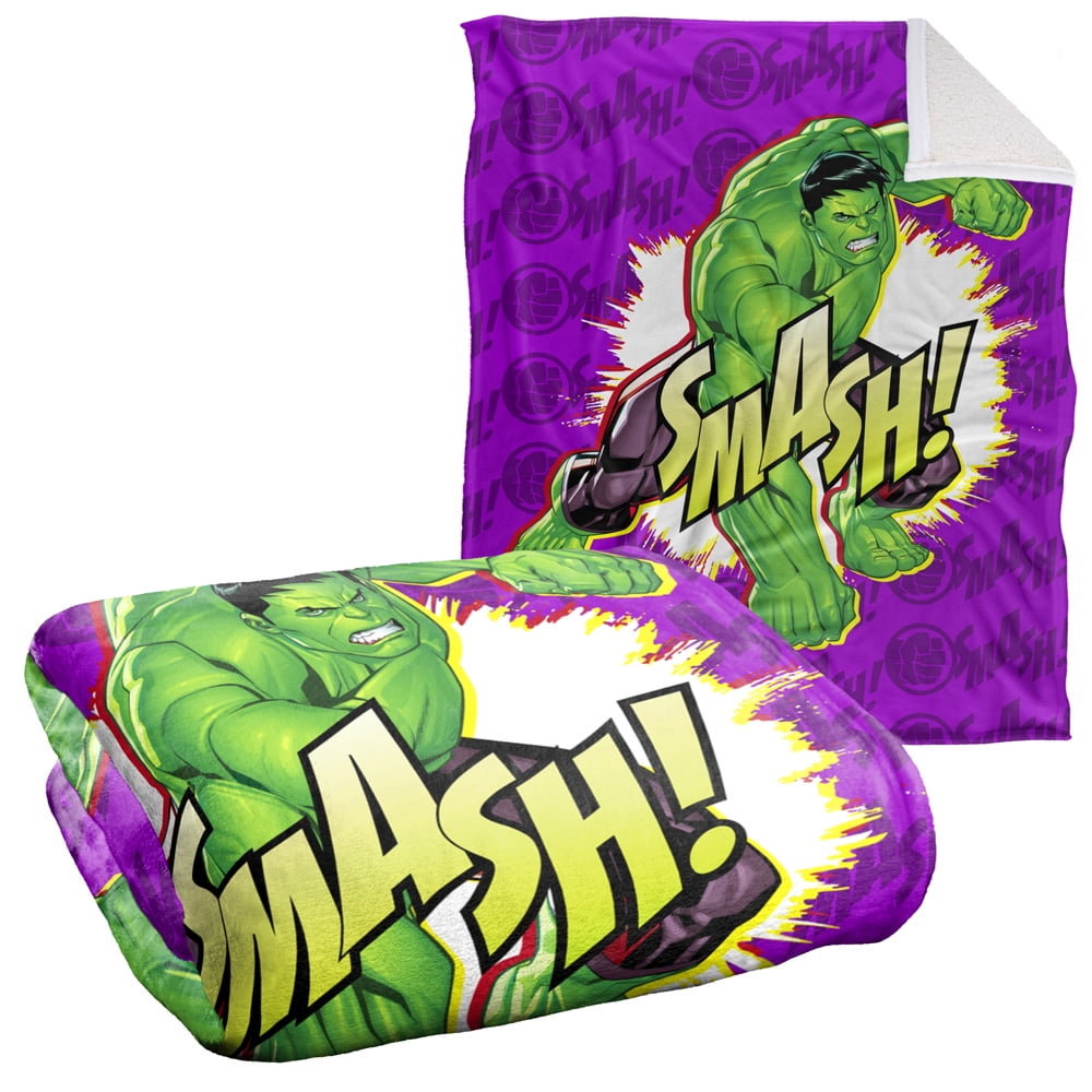 Marvel Hulk Sound Effect Silky Touch Sherpa Back Super Soft Throw