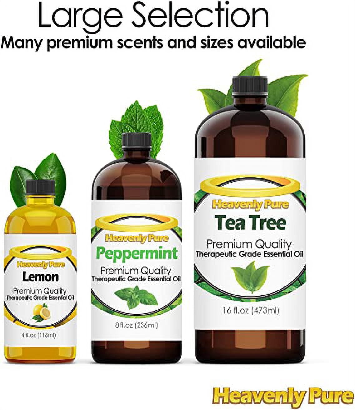 Heavenly Pure - Peppermint Essential Oil (Huge 16 oz) Therapeutic Grade for Diffuser, Aromatherapy, Repelent
