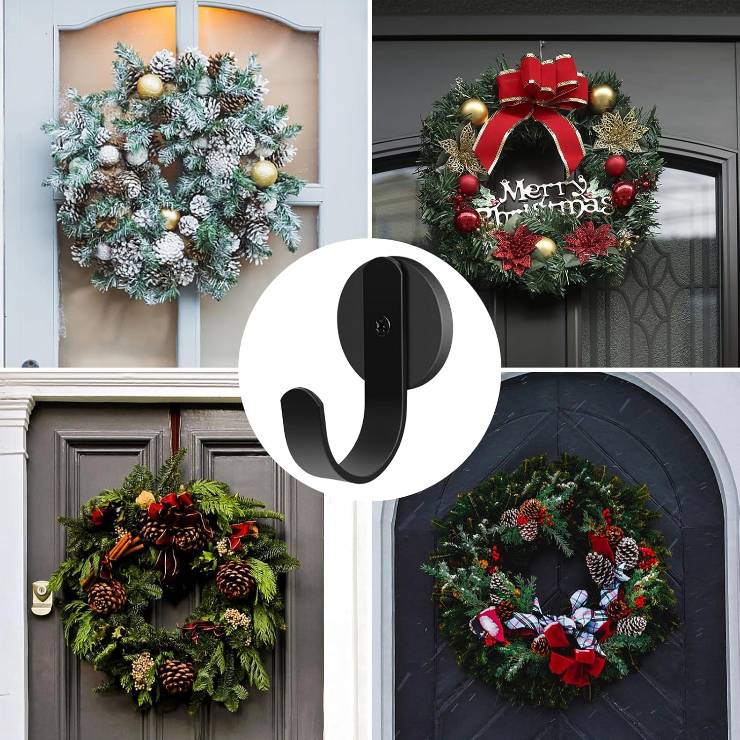 Magnetic Wreath Hanger, 4 Pack Heavy Duty Magnets with Hook for Refrigerator, Christmas Decoration Magnetic Hooks for Metal Front Door, Cruise Hook Hanger for Hanging Cabins Grill Coat Pattern 3