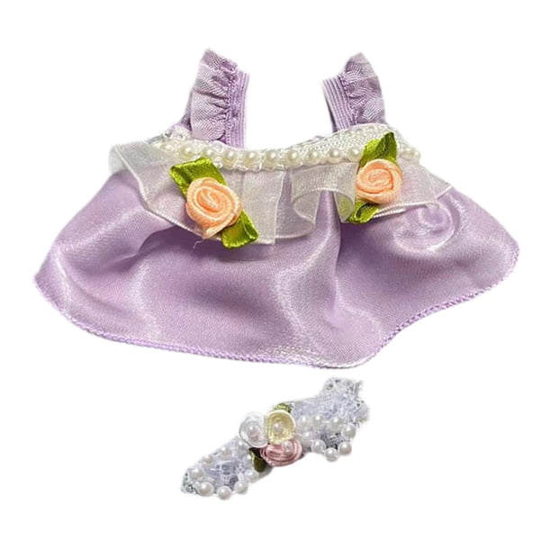 Ropa para muñecas en miniatura perfke elegante y bonita traje de flores violetas